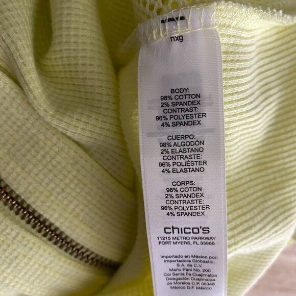 Zenergy By Chico's Sweater Jacket Size 2 Yellow Zip Cotton Blend Mesh CJ-1758 - Picture 9 of 10